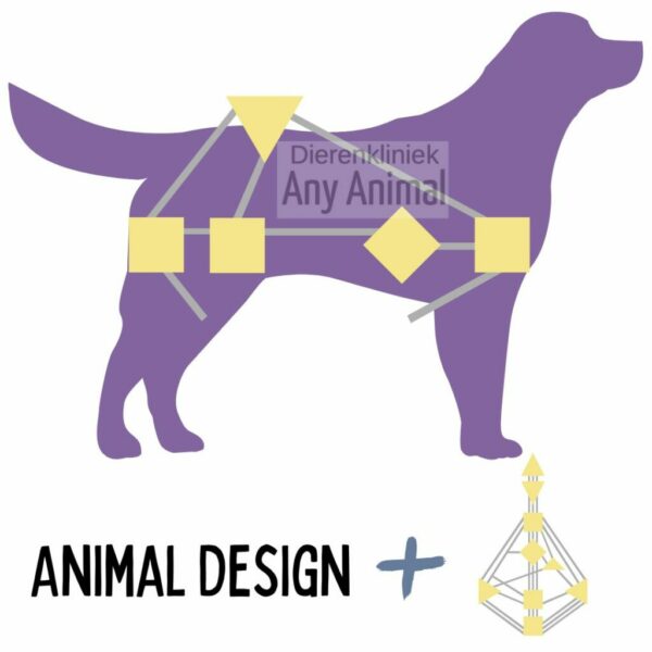 Een illustratie van een hond met Animal Design.